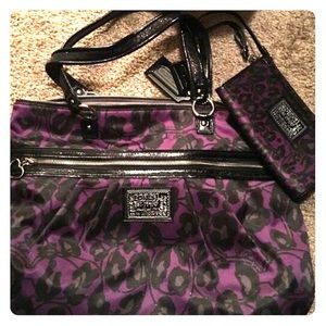 Coach shimmer glitter Purse with matching wallet